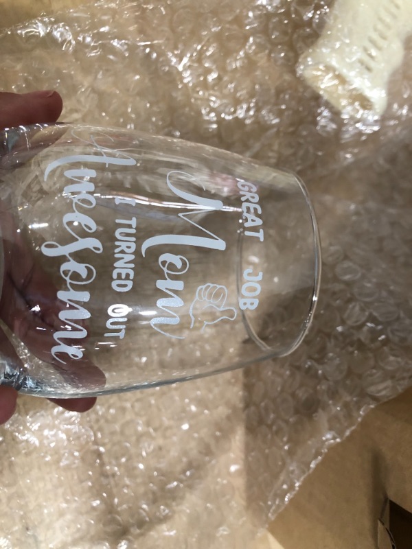 Photo 4 of 2 PACK Gifts for Mom,Christmas Gifts for Mom,Gifts for Mom from Daughter, Son,Mom Birthday Gifts,Mothers Day Gifts for Mom,Great Job MOM Wine Glass