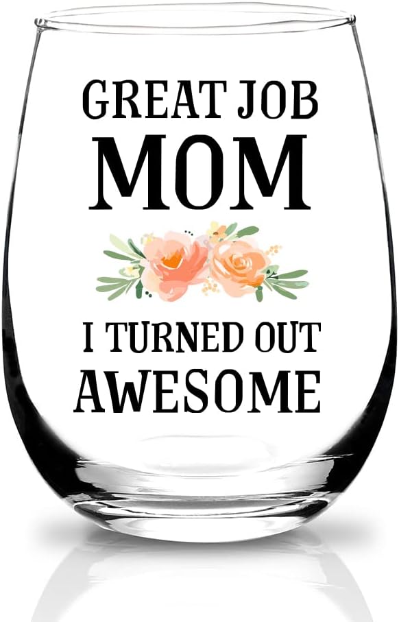 Photo 1 of 2 PACK Gifts for Mom,Christmas Gifts for Mom,Gifts for Mom from Daughter, Son,Mom Birthday Gifts,Mothers Day Gifts for Mom,Great Job MOM Wine Glass