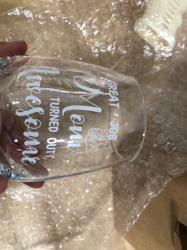 Photo 3 of 2 PACK Gifts for Mom,Christmas Gifts for Mom,Gifts for Mom from Daughter, Son,Mom Birthday Gifts,Mothers Day Gifts for Mom,Great Job MOM Wine Glass