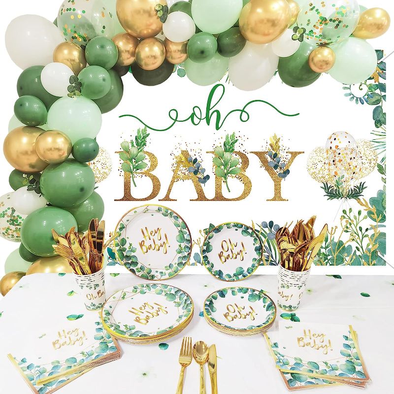 Photo 1 of 
Sage Green Baby Shower Decorations
