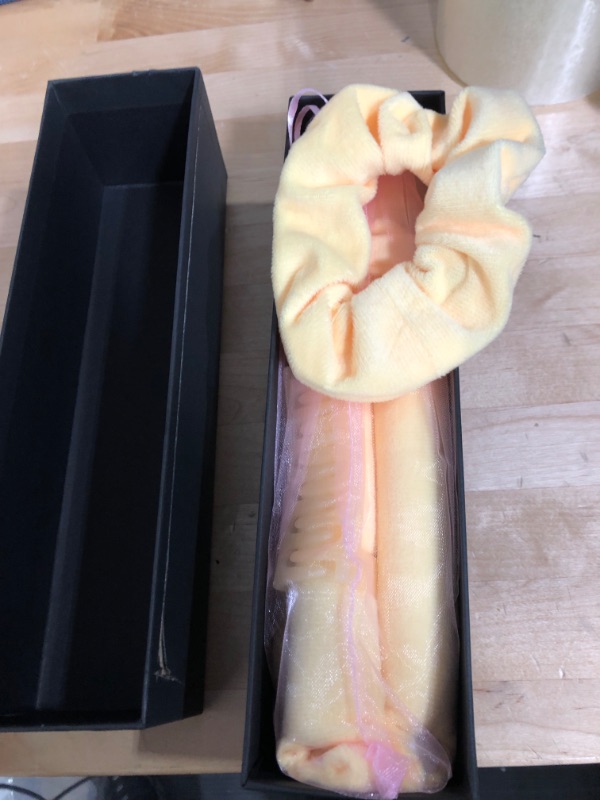 Photo 5 of  Hair Curling Rod Ribbon Heatless Foam Hair Roller Clip Reusable YELLOW