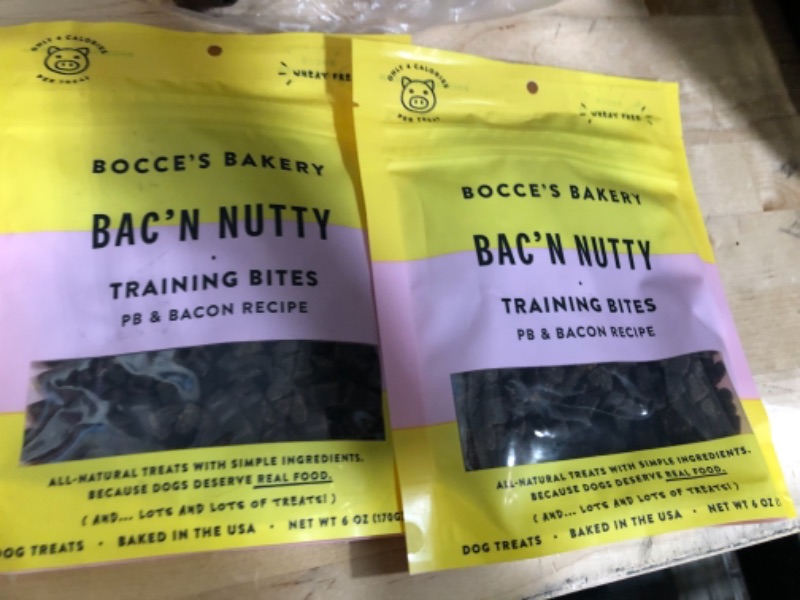 Photo 4 of 2 PACK Bocce's Bakery Bac'N Nutty Training Treats for Dogs, Wheat-Free Dog Treats, Made with Real Ingredients, Baked in The USA, All-Natural & Low Calorie Training Bites, PB & Bacon Recipe, 6 oz Bacon Nutty