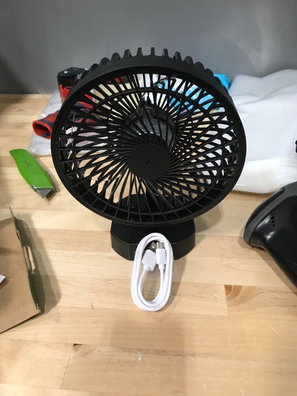 Photo 1 of Fan, Small Desk Fan with 3 Settings, Personal Quiet Fan with Strong Airflow and Low Noise, 40° Tilt, Desktop Office Portable Cooling Fan - 3.9ft Cord (Blue)
