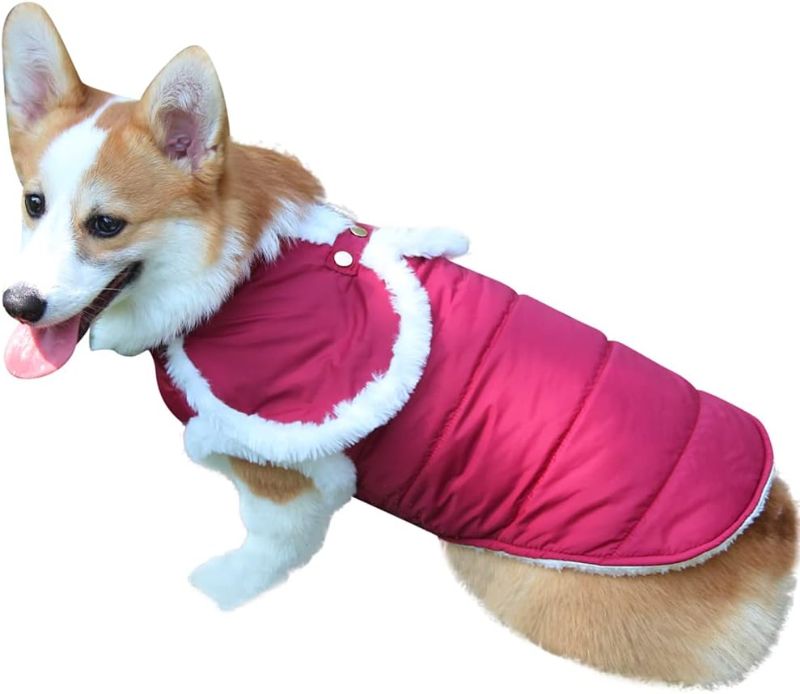 Photo 2 of Vecomfy Shawl Dog Coat for Medium Dogs Fleece Lining Warm Dog Jackets for Winter Red L