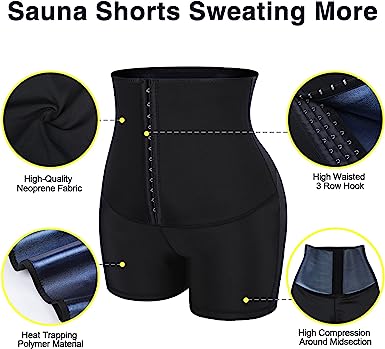 Photo 1 of FeelinGirl Sauna Shorts for Women Waist Trainer Leggings 2"/3"/9" High Waist Compression Workout Tummy Control Body Shaper