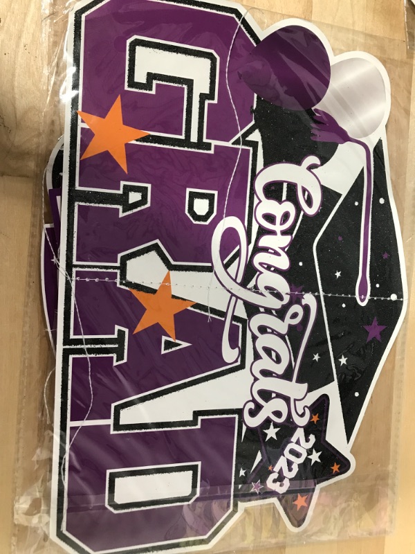 Photo 1 of 2023 GRADUATION DECORATIONS PURPLE -- 2 ITEMS 