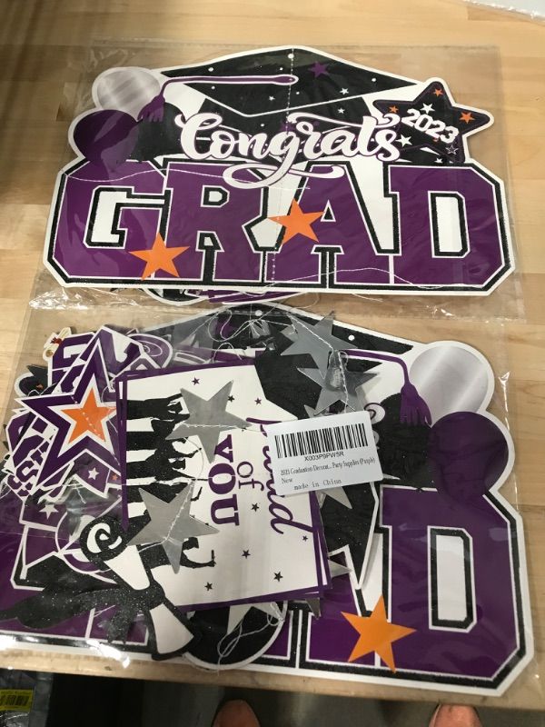 Photo 1 of 2023 GRADUATION DECORATIONS PURPLE -- 2 ITEMS 