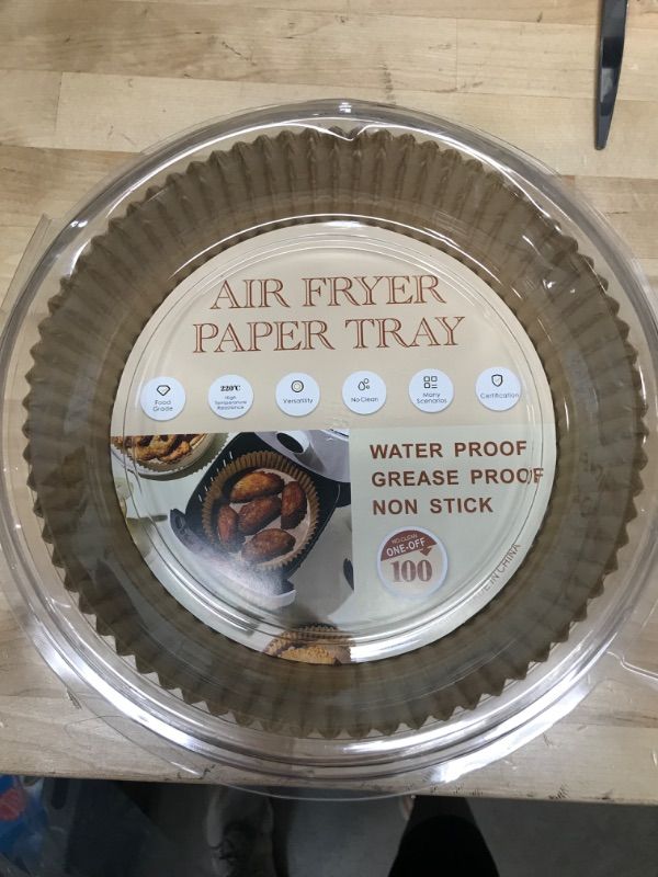 Photo 1 of 100 Pcs Air Fryer Liners | Disposable Air Fryer Paper Liners | Non-Stick Waterproof Food Grade Air Fryer Parchment Paper | Baking Paper for Frying Roasting-- 