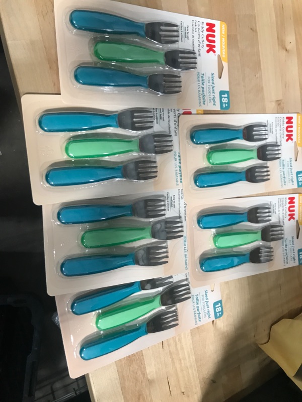 Photo 2 of **BUNDLE OF 6**  NUK Kiddy Cutlery Forks, 3 Pack, 18+ Months Blue & Green