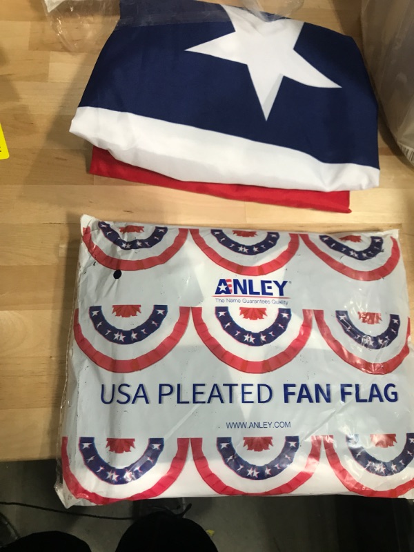 Photo 2 of *BUNDLE OF 2*  Anley USA Pleated Fan Flag, 3x6 Feet American US Bunting Flags Patriotic Stars & Stripes - Sharp Color and Fade Resistant - Canvas Header and Brass Grommets - United States 3 x 6 Feet Half Fan Banner 3x6 Ft 1pc