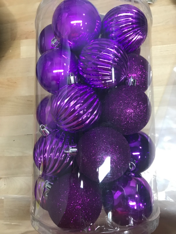 Photo 1 of 12 PC CHRISTMAS BALL DECORATIONS PURPLE