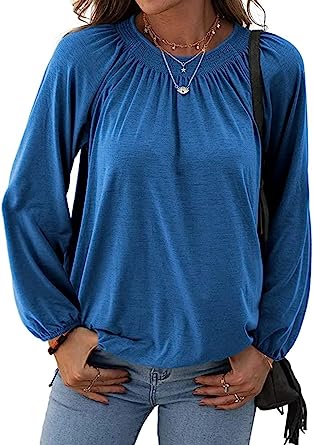 Photo 1 of Halife Women’s Long Sleeve Tops Pleated Casual Loose Blouses T Shirts 2XL