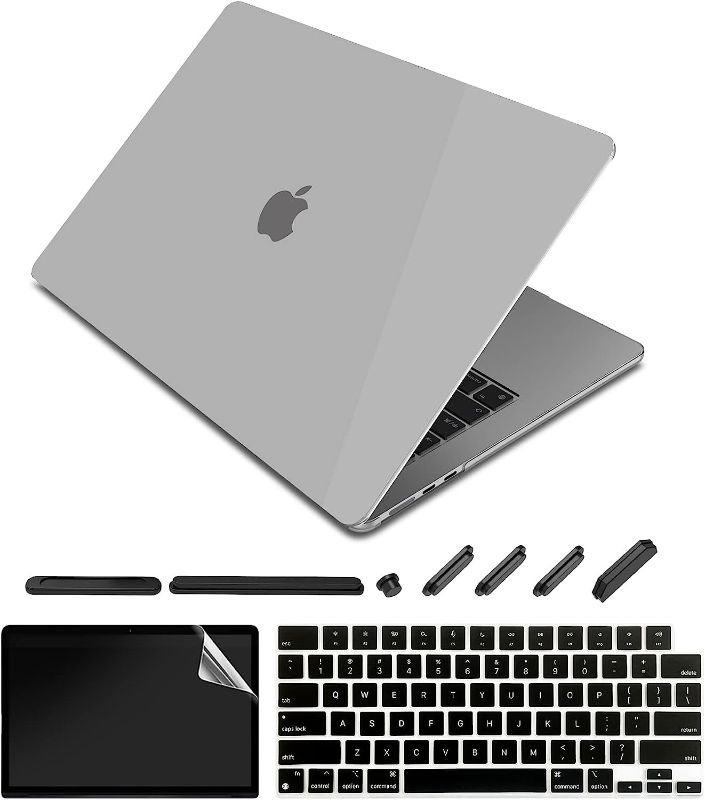 Photo 1 of ChashenHa for MacBook Air 13.6 inch Case Released 2022 (Model A2681 M2 Chip) Plastic Hard Shell Laptop Case with Keyboard Protector and Screen Protector, Transparent 01