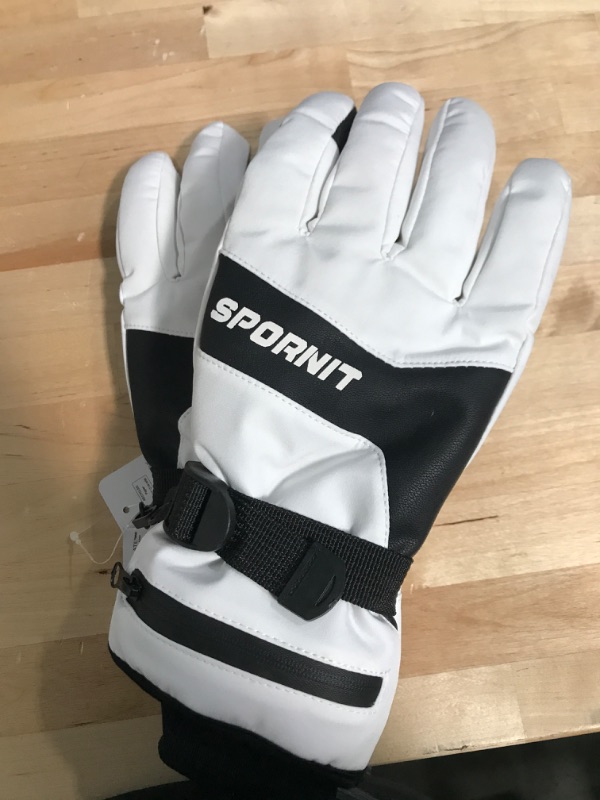 Photo 1 of -10? Winter Gloves for Men Women, 3M Insulated Waterproof Windproof Ski Gloves, Warm Snow Gloves with Zipper Pockets & Touchscreen Fingers, 5-Layer Thermal Cold Weather Gloves for Skiing Snowboarding White Large