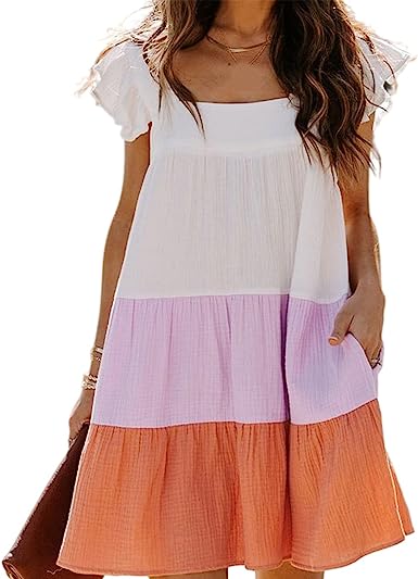 Photo 1 of Aiivcxy Ruffle Sleeveless Mini Dress Square Neck Babydoll Ruffle Strap Sundresssize large 