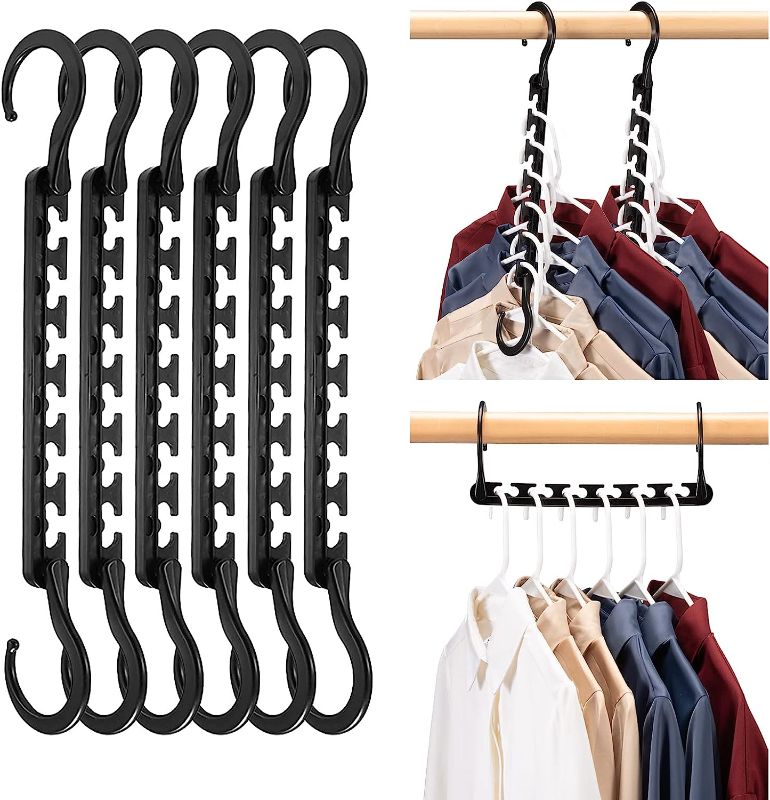 Photo 1 of  Space Saving Hangers - Plastic, 20 Pack Magic Hangers, Closet Organizers and Storage for Clothes Organizer, Hanger Organizer, Closet Hangers, Space Saver Hangers as Dorm Essentials(Black)
