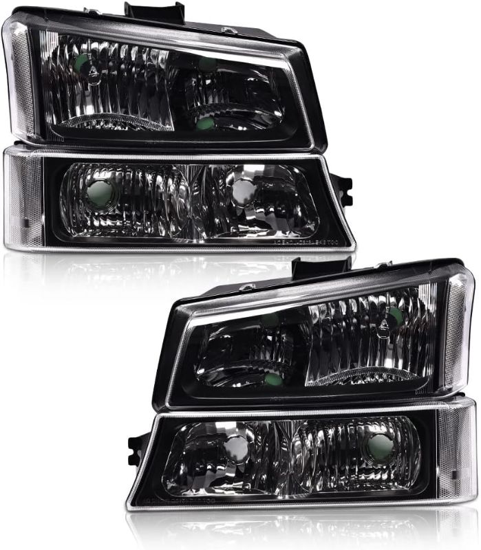 Photo 1 of **SEE NOTES**
PIT66 Headlights, Compatible with 03-06 Chevy Silverado 1500 2500 3500 HD Models/03-06 Avalanche 1500 2500(Fit No Cladding only) Clear Lens Black Housing Clear Corner
