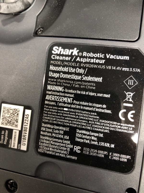 Photo 3 of **DOES NOT TURN ON** Shark RV912S EZ Robot Vacuum with Self-Empty Base, Bagless, Row-by-Row Cleaning, Perfect for Pet Hair, Compatible with Alexa, Wi-Fi, Dark Gray EZ Robot + 30 Day Capacity