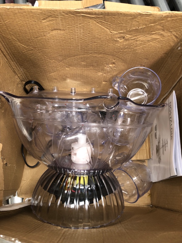 Photo 2 of *FOR PARTS ONLYL* Nostalgia 3-Tier Party Fountain, Holds 1 Gallon, LED Lighted Base, Includes 5 Reusable Cups, 1 Gallon, Clear Standard Fountain