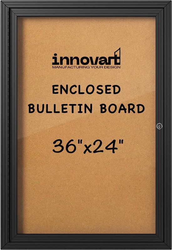 Photo 1 of 
INNOVART Enclosed Bulletin Board 36” x 24”, Lockable Cork Noticeboard with Black Aluminum Frame, Wall Display Case with Swing-Open Door, Information Cabinet...
Size:36" x 24"
