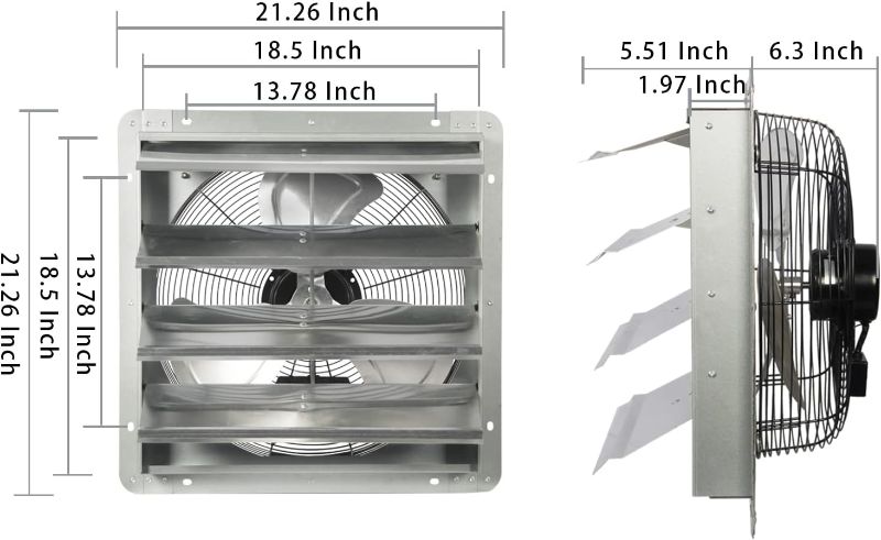 Photo 1 of 
KEN BROWN 18 Inch Shutter Exhaust Fan With 1.65 Meters Power Cord Wall Mounted, High Speed 2600CFM, Vent Fan For Garages And Shops, Greenhouse,Attic Ventilation
Size:18 Inch Fan Wtih Power Cord