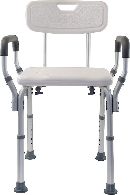 Photo 1 of 
Essential Medical Supply Height Adjustable Shower and Bath Bench with Padded Arms, Contoured Back and Textured Shower Chair Seat
Style:With Back