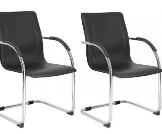 Photo 1 of Two Black and Chrome Base Waiting Room Chairs Boss Office Products
Set of 2 Chrome Base Vinyl Guest Chairs