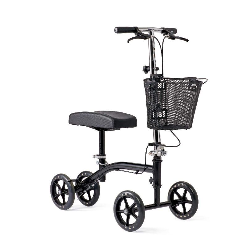 Photo 1 of 
Medline Steerable Knee Walker, Large 8" Wheels, Adjustable Height and Storage Bag, Supports up to 300 lbs, Black