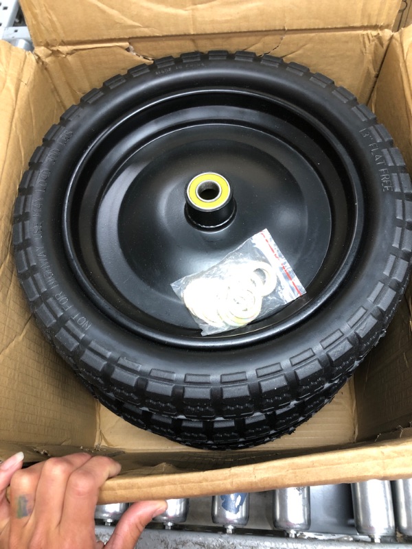 Photo 2 of (4-Pack) 13‘’ Tire for Gorilla Cart - Solid Polyurethane Flat-Free Tire and Wheel Assemblies - 3.15” Wide Tires with 5/8 Axle Borehole and 2.1” Hub 13“ Wheels -4 Pack