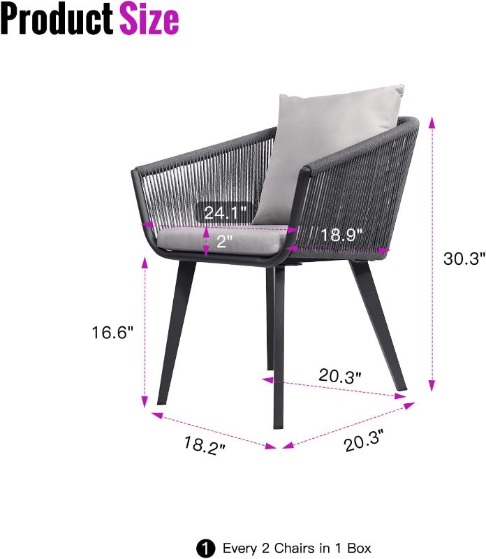 Photo 1 of Outdoor Dining Wicker Furniture Chair with Cushion - Rattan Porch Chair for Club Garden Balcony