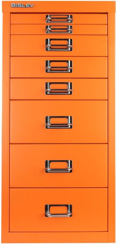 Photo 1 of Bisley 8 Drawer Steel Under-Desk Multidrawer Storage Cabinet, Orange (MD8-OR)
