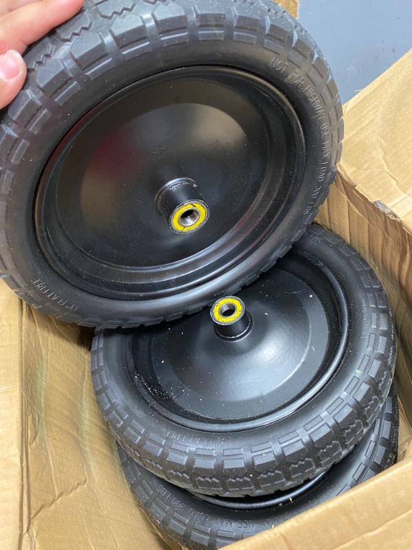 Photo 2 of (4-Pack) 13‘’ Tire for Gorilla Cart - Solid Polyurethane Flat-Free Tire and Wheel Assemblies - 3.15” Wide Tires with 5/8 Axle Borehole and 2.1” Hub 13“ Wheels -4 Pack