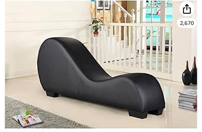 Photo 1 of *****NO HARDWARE***** Furniture Kolar Faux Leather Yoga Chaise Lounge Chair, Relaxation, Streching, in Black