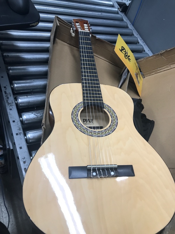 Photo 2 of ***MAJOR  DAMAGE***Pyle Beginner Acoustic Guitar Kit, 3/4 Junior Size Instrument for Kids, Adults, 36" Natural Gloss