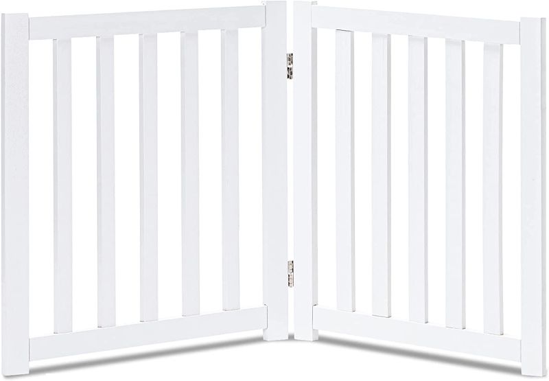 Photo 1 of ***CUT FROM OPENING***LZRS Solid Hard Wood Freestanding Pet Gate,Wooden Dog Gates for Doorways,Nature Wood Dog Gates for The House,Dog Gate for Stairs,Freestanding Indoor Gate Safety Fence?2 Panel 24"-White