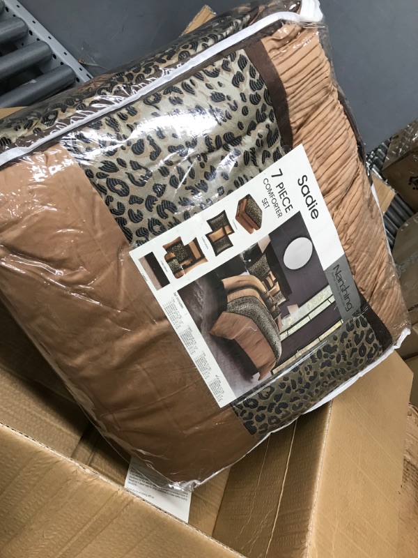 Photo 1 of Nanshing Sadie 7-Piece Animal Print Bedding Comforter Set, Brown/Taupe, California King
