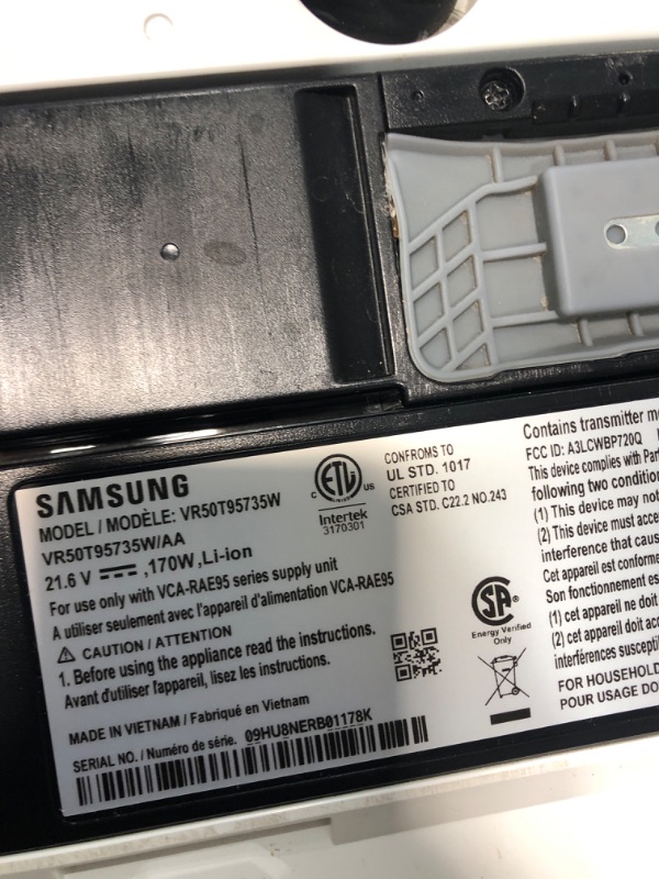 Photo 3 of SAMSUNG Jet Bot AI+ Robot Vacuum Cleaner w/ Object Recognition, Intelligent Cleaning, Clean Station, 5-Layer Filter, Touchless Dust Removal for Hardwood Floors, Carpets, VR50T95735W, White