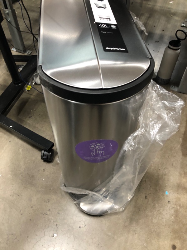 Photo 3 of  trash can only**simplehuman 40 Liter / 10.6 Gallon Stainless Steel Dual Compartment Butterfly Lid Kitchen Step Trash Can Recycler, Brushed Stainless Steel & Custom Fit Drawstring , 