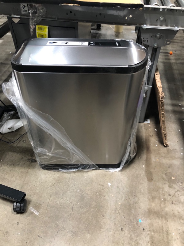 Photo 2 of  trash can only**simplehuman 40 Liter / 10.6 Gallon Stainless Steel Dual Compartment Butterfly Lid Kitchen Step Trash Can Recycler, Brushed Stainless Steel & Custom Fit Drawstring , 