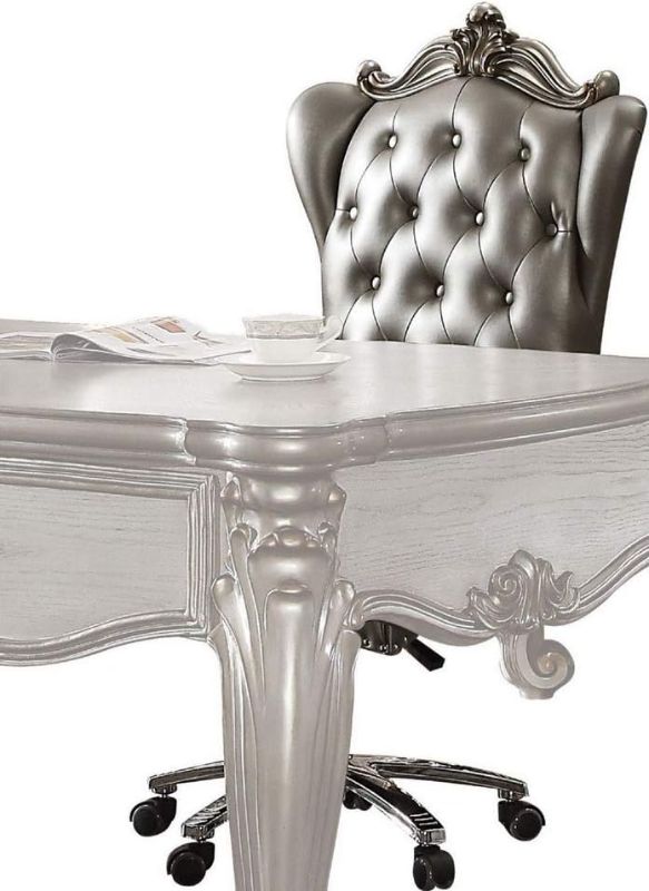 Photo 1 of Acme Furniture Versailles Executive Office Chair, Silver Pu & Antique Platinum