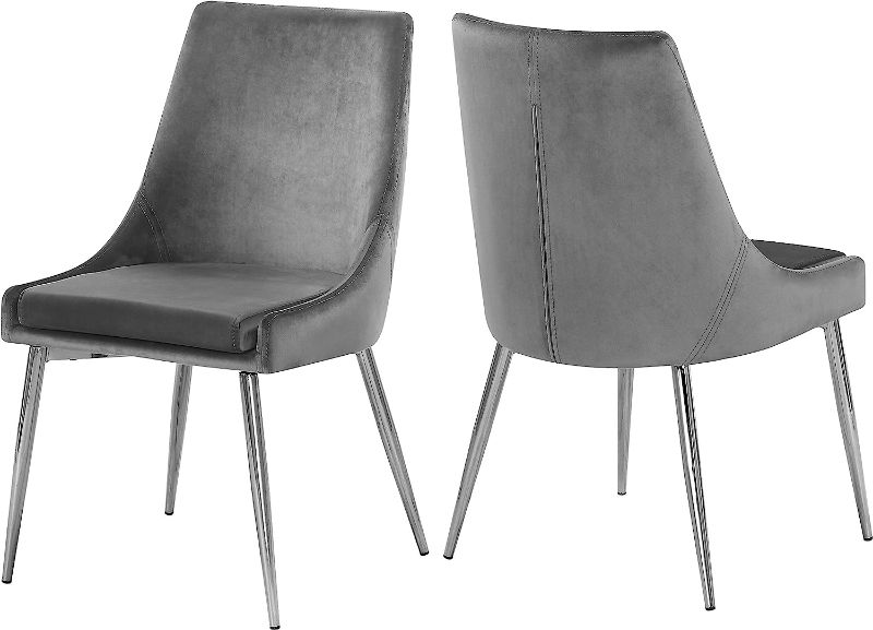 Photo 1 of ***DAMAGED - SEE NOTES/PHOTOS*** Meridian Furniture Karina Collection Modern Dining Chair with Metal Legs, Set of 2, 19.5" W x 21.5" D x 33" H