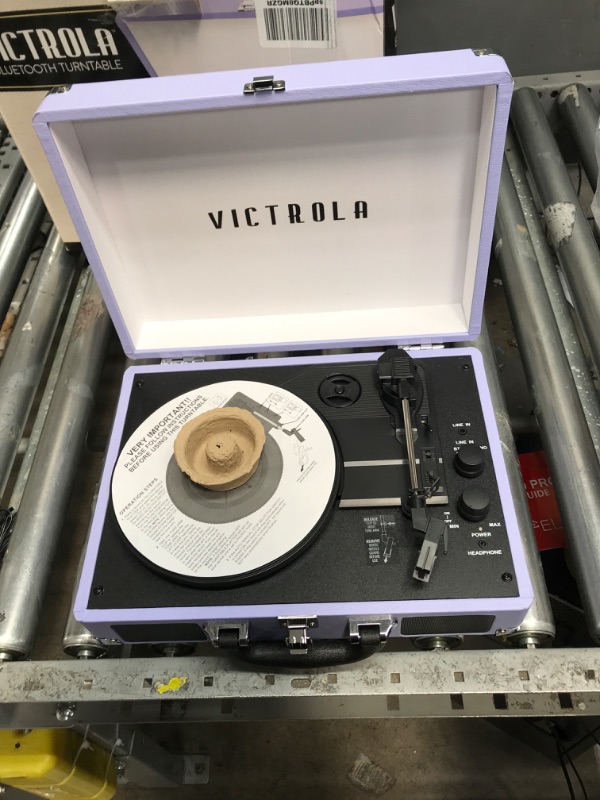 Photo 2 of Victrola Vintage 3-Speed Bluetooth Portable Suitcase Record Player with Built-in Speakers | Upgraded Turntable Audio Sound | Lavender (VSC-550BT-LVG)