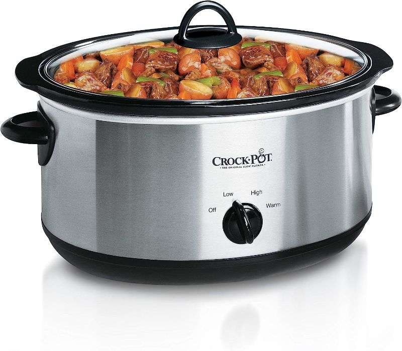Photo 1 of Crock-Pot 7 Quart Oval Manual Slow Cooker, Stainless Steel (SCV700-S-BR)
