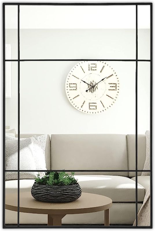 Photo 2 of 
DEMAIKE Black Rectangular Window Mirror 24x36 - Wall-Mounted Metal Frame Mirror for Bathroom, Living Room, Bedroom, Entryway - Stylish Decorative Wall Decor...