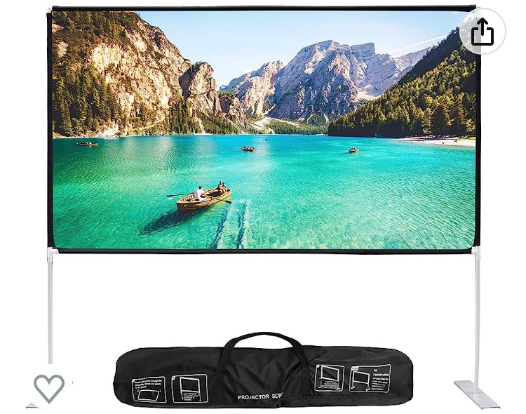 Photo 1 of SUPER DEAL 100'' Projector Screen with Stand and Carry Bag, Portable Projection 16:9 4K HD Rear Front Projection Movies Screen for Indoor Outdoor Theater