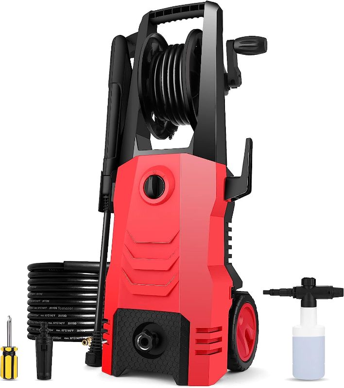 Photo 1 of mrliance Pressure Washer, 1800W Electric Power Washer, 2.2GPM Power Washer Electric Powered with Adjustable Nozzle, Portable Pressure Washer with for Car Driveway Patio Yard, Red
