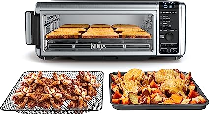 Photo 1 of Ninja SP101 Digital Air Fry Countertop Oven with 8-in-1 Functionality, Flip Up & Away Capability for Storage Space, with Air Fry Basket, Wire Rack & Crumb Tray, Silver