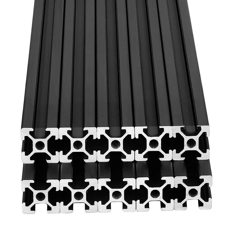 Photo 1 of 10PCS 48inch(1220mm) T Slot 2020 Aluminum Extrusion Profile for 3D Printer and CNC DIY, High-Strength European Standard Extruded Aluminum Linear Rail Guide, Anodizing Technology(Black)