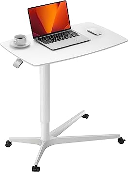 Photo 1 of HUANUO Mobile Standing Desk, Height Adjustable Standing Desk, 30 inches Pneumatic Laptop Desk with Gas Spring Riser, Rolling Sit-Stand Desk with Wheels for Offices, Home, Medical and School