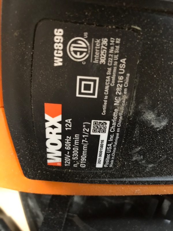 Photo 2 of **NOT COMPLETE**WORX WG896 12 Amp 7.5" Electric Lawn Edger & Trencher, 7.5in, Orange and Black & AmazonBasics 16/3 Vinyl Outdoor Extension Cord | Orange, 100-Foot